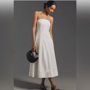 Mare Mare Anthropologie White Strapless Midi Dress